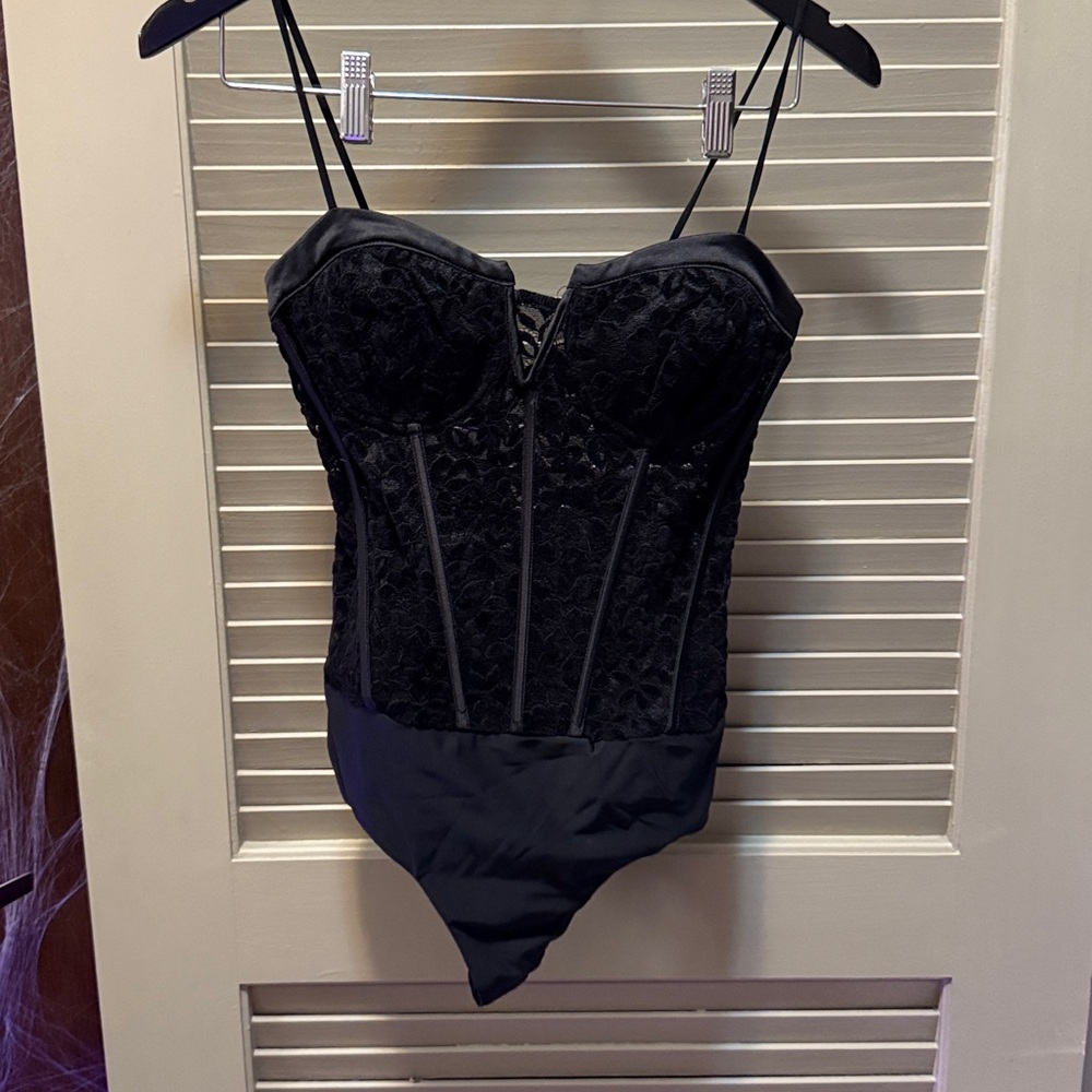 Black Lace Corset Bodysuit
